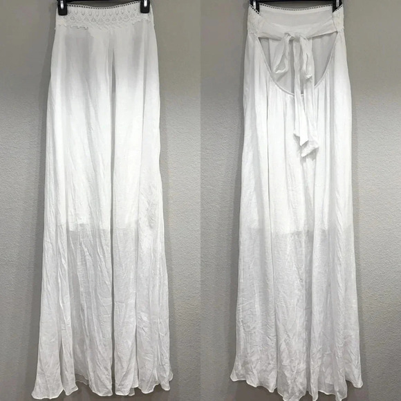 NWOT Lulus Adoring Sunshine White Crochet Tie-Back Strapless Maxi Dress - Picture 5 of 7